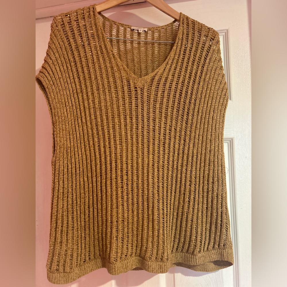 Lafayette 148 New York Brown Open-Knit Tank Top